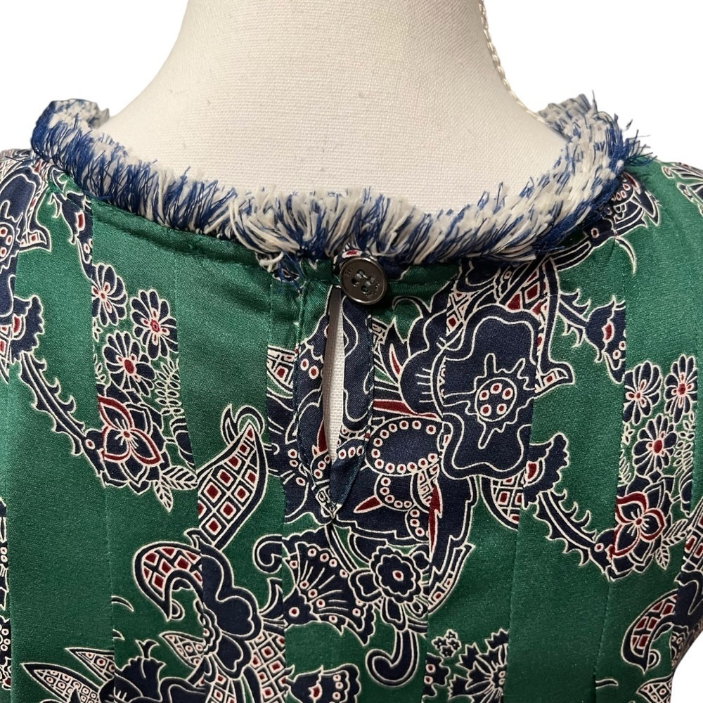 Sea‎ New York Silk Blend Sleeveless Blouse Green Paisley Frayed Neckline Sz 2 - Picture 9 of 14